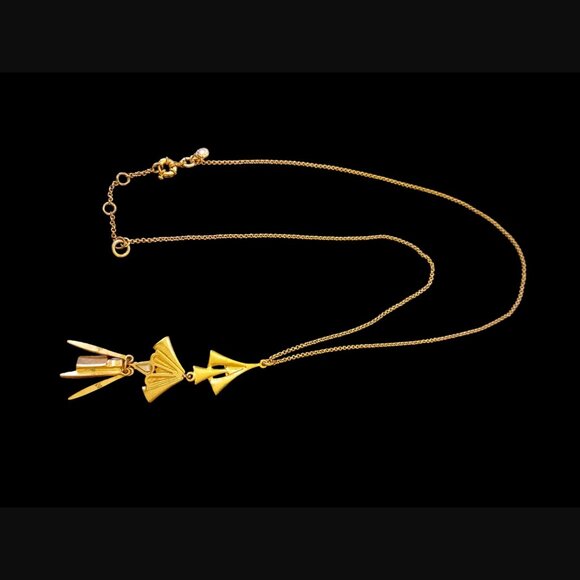 J.crew Gold Tone Vintage Floral Rhinestone 31.5" Drop Dangle Necklace - Picture 9 of 9